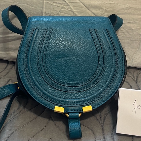 Chloe Mini Marcie Saddle Bag, Blue - 100% Authentic - Picture 1 of 15